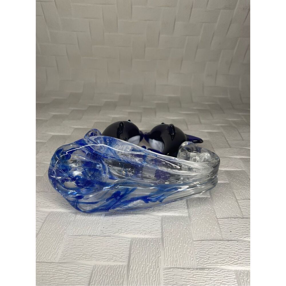 Vintage Crystal Dolphins Figurine Glass Hand Blown Sea‎ Animal Sculpture SeaLive - Picture 5 of 10